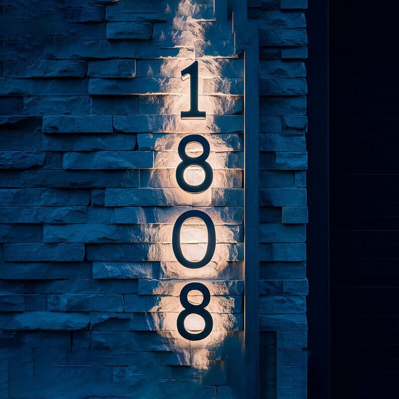 Contemporary Backlit House Number Sign - Energy Efficient LED