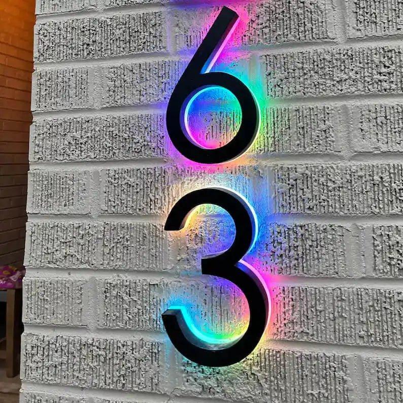 large font backlit house numbers