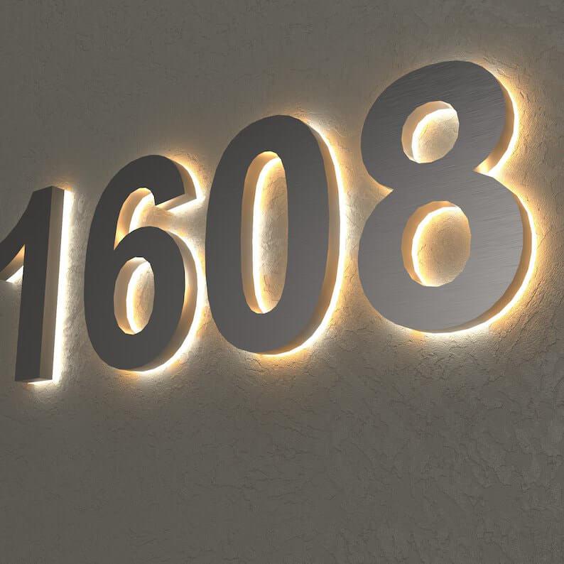 Custom backlit house numbers make your home shine bright