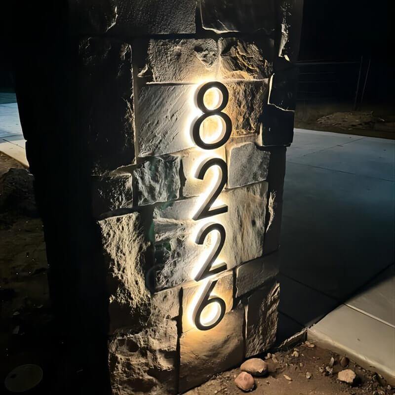 Stylish backlit house number signs for modern homes with elegant illumination and sleek design options.