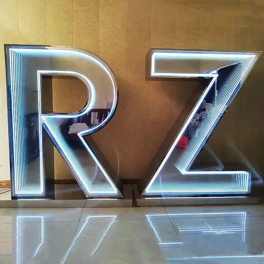 Personalized LED channel letters with infinity mirror effect