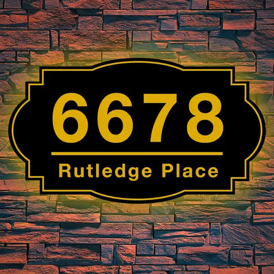 Modern illuminated house number Large Rectangular Address Plaque