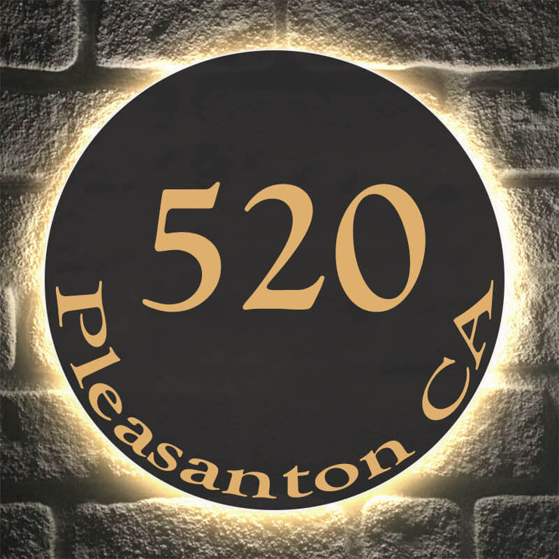 Address Plaque for LED Backlit Numbers Lighted Home Address Signs Lighted address numbers outdoor, solar powered illuminated LED address plaque for outside, yard, street, house.