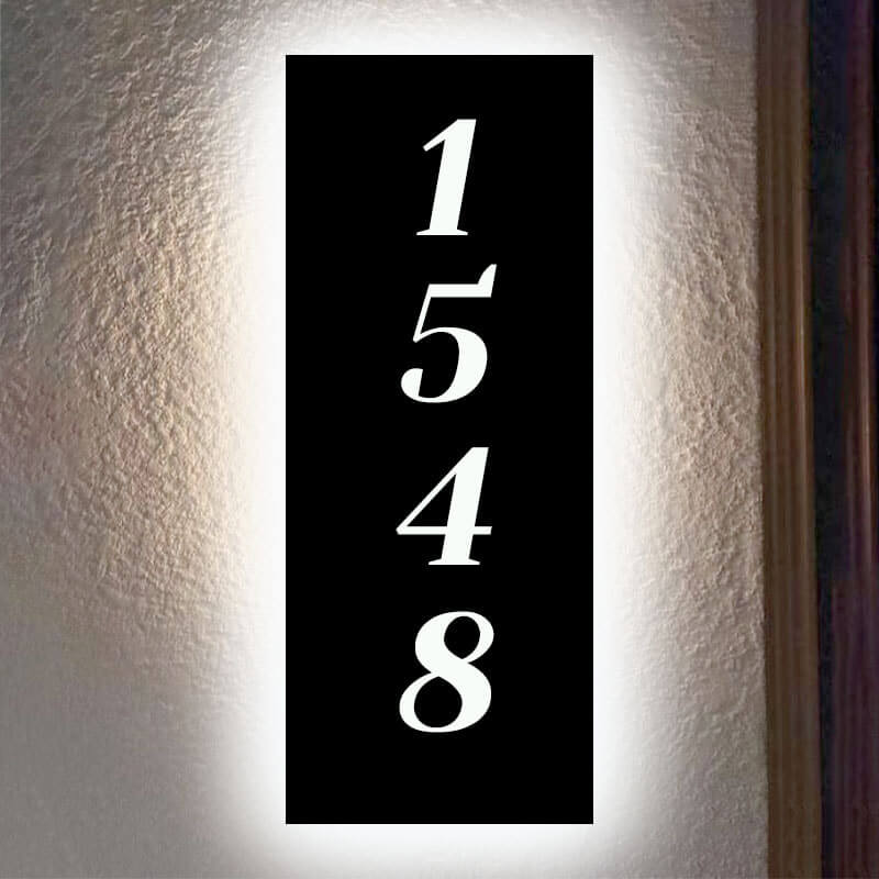 Backlit Illuminated LED House Numbers Satin Nickel Address Signs Lighted