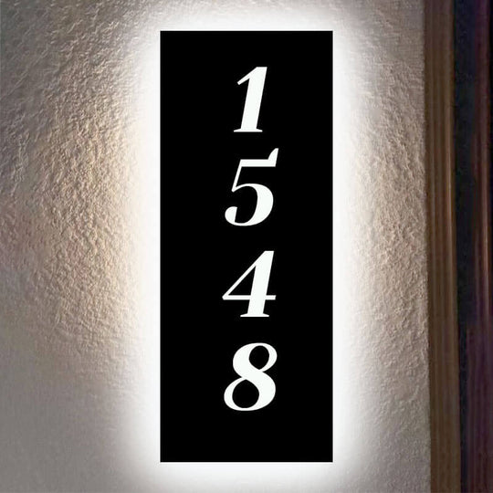 Backlit Illuminated LED House Numbers Satin Nickel Address Signs Lighted