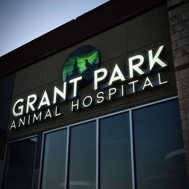Custom-colored front lit channel letters for branding