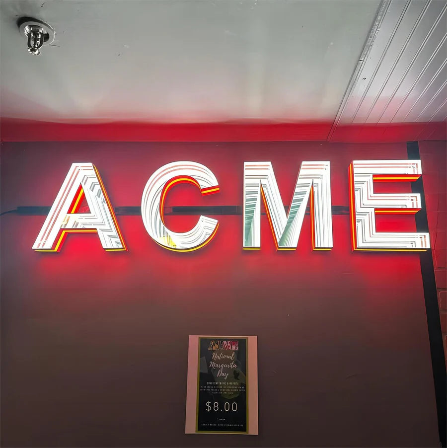 Custom 3D infinity mirror LED light sign for business storefronts
