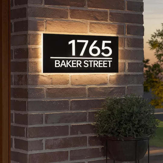 Modern lighted house numbers & back-lit address numbers