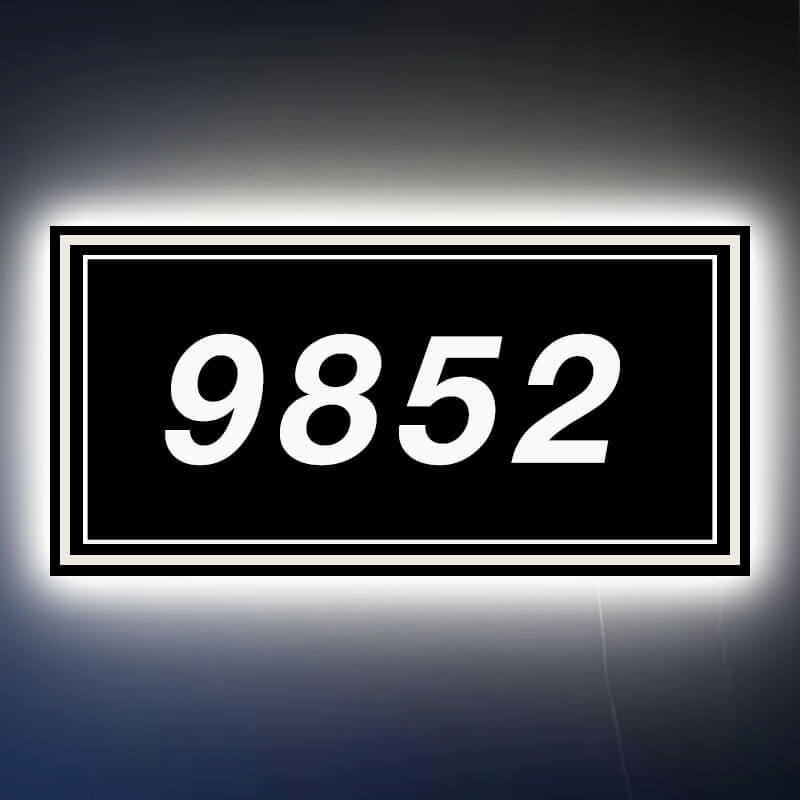 Custom House Number Sign Waterproof illuminated address plaque for outdoor use