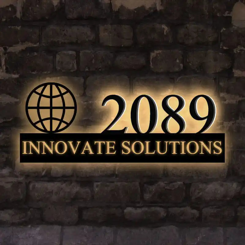Custom LED Illuminated Office Door Sign with Business Name & Logo