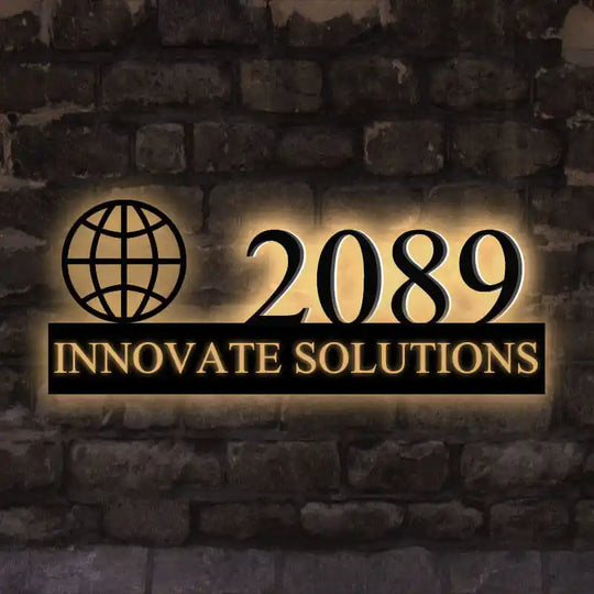 Custom LED Illuminated Office Door Sign with Business Name & Logo