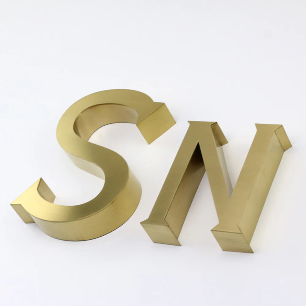 Custom stainless steel outdoor signage with company logo laser cut