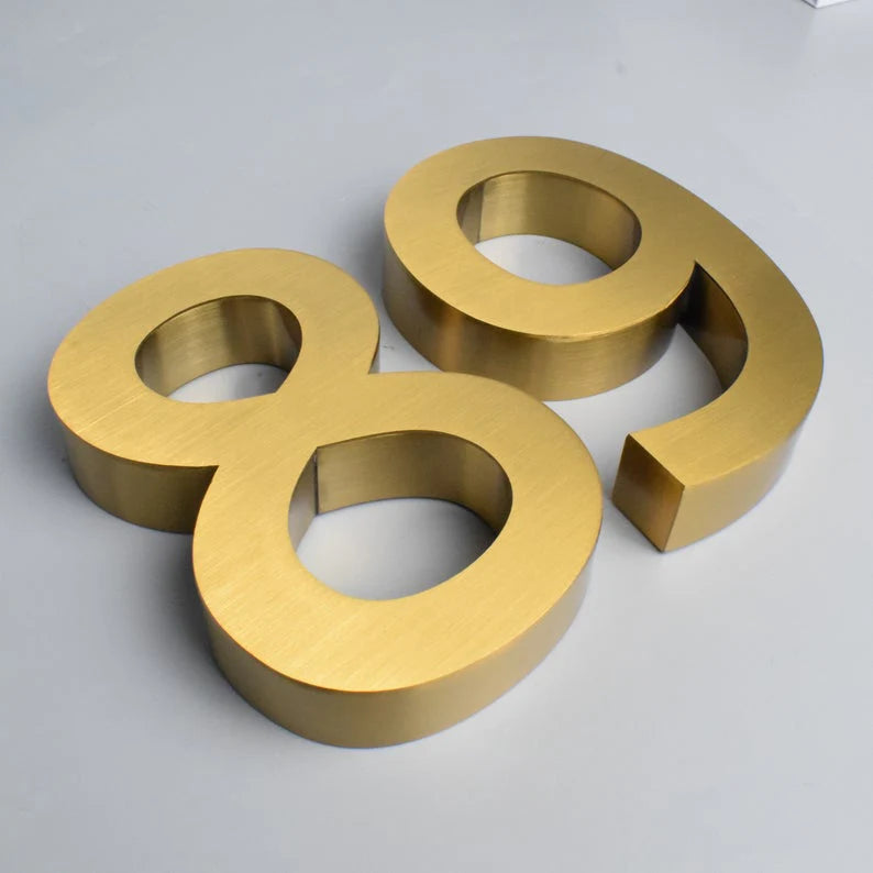 Custom stainless steel suite numbers laser etched durable