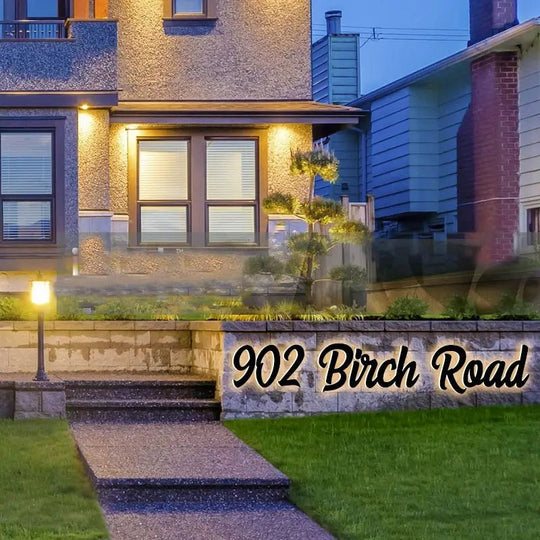 Custom house numbers with LED backlighting – personalized design