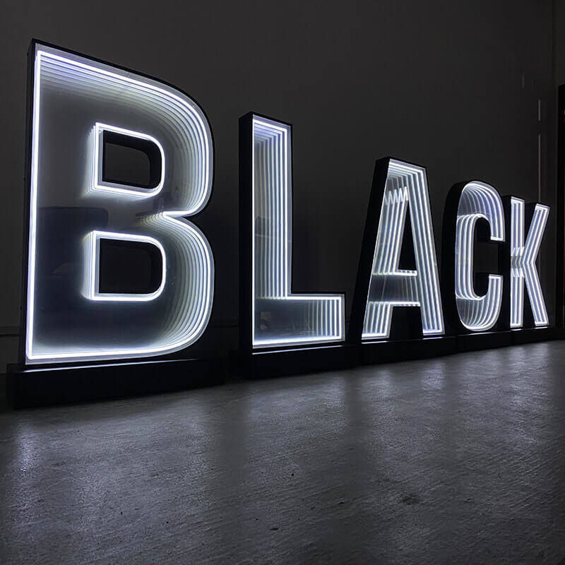 Custom infinity mirror LED light sign for car dealerships