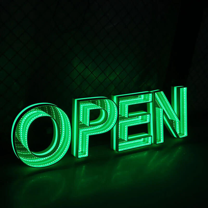 Custom infinity mirror LED light sign for medical offices