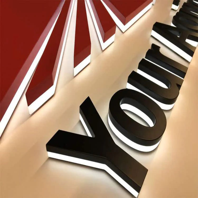Customizable backlit signs for offices with company logos and names