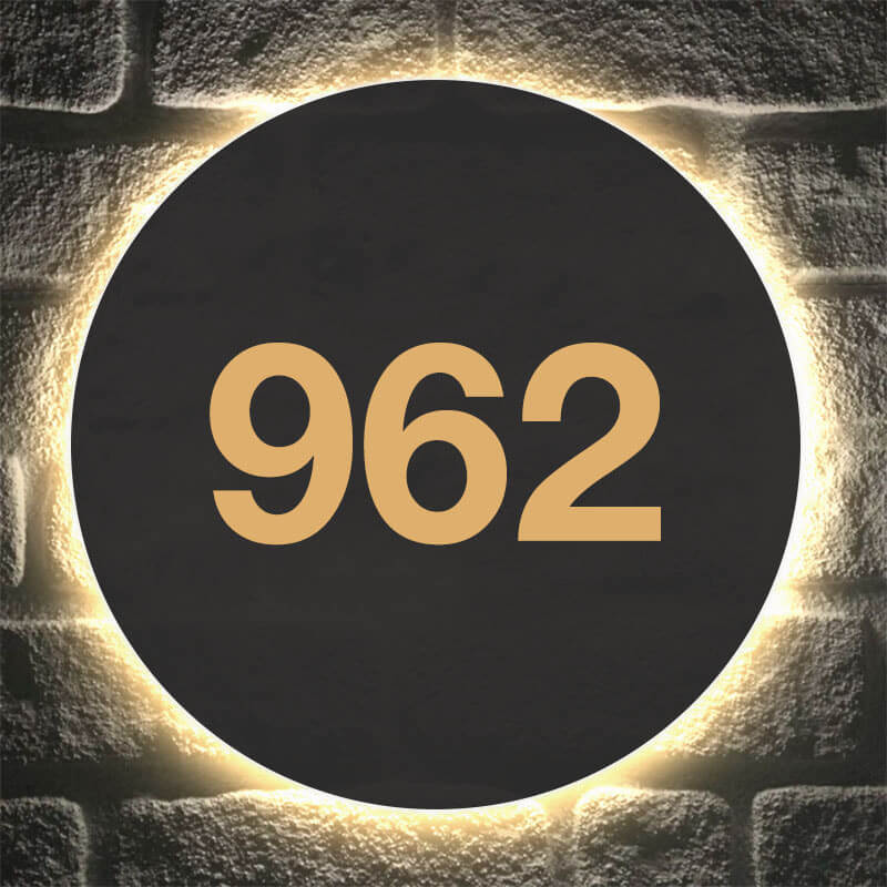 Lighted Contact Solar Powered Lighted Address Sign - Custom House Numbers ...