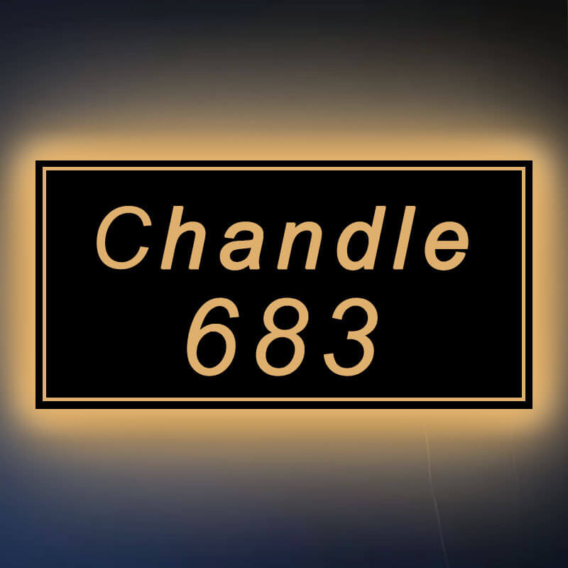 Illuminated house number plaque for garden Custom LED House Number