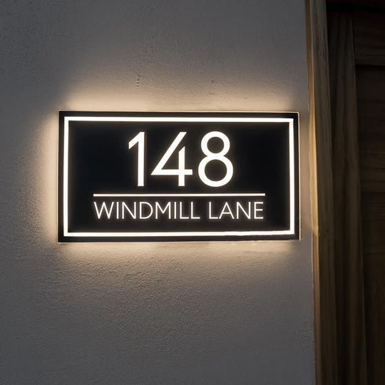 Illuminated house number plaque for night visibility Lighted Address Plaques