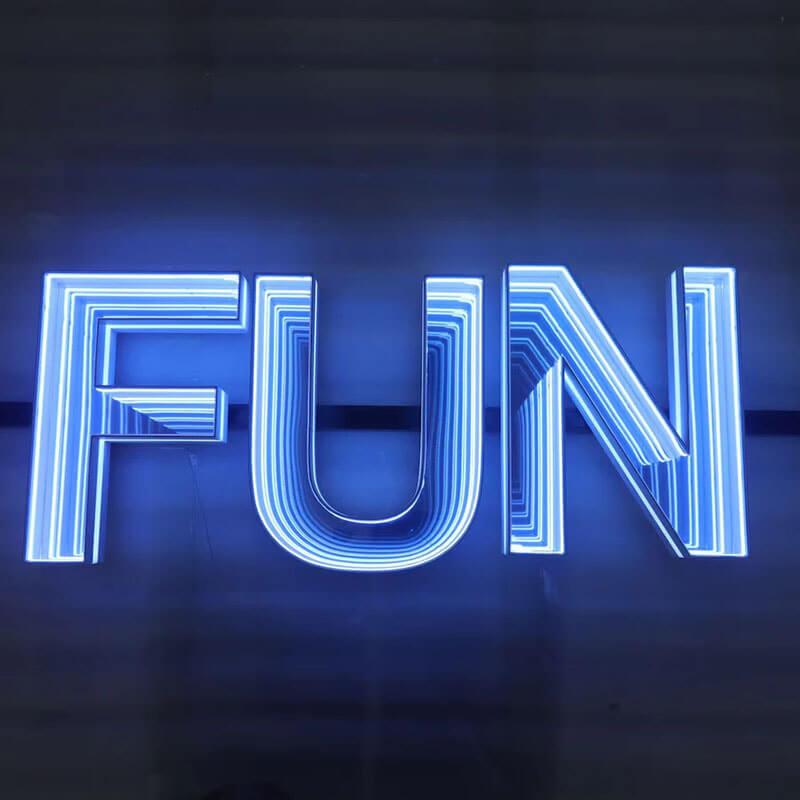 Infinity mirror LED light sign with acrylic backlit design