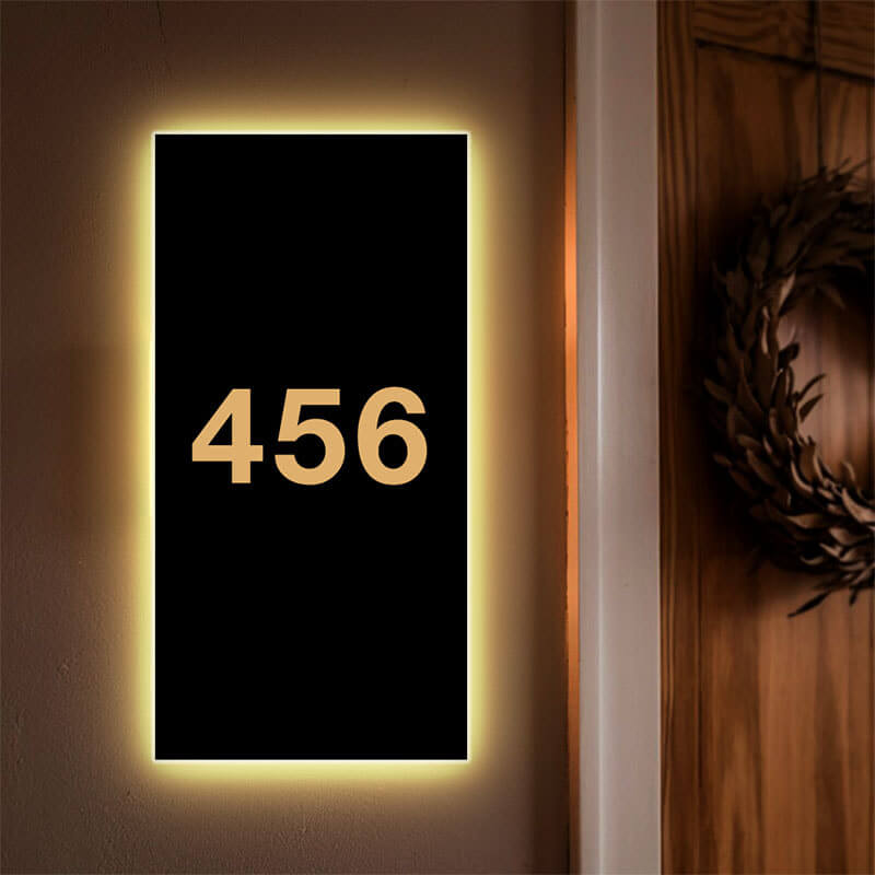 LED House Number Solar House Numbers for Outside Light up LED Illuminated Home Number Address Sign Plaque