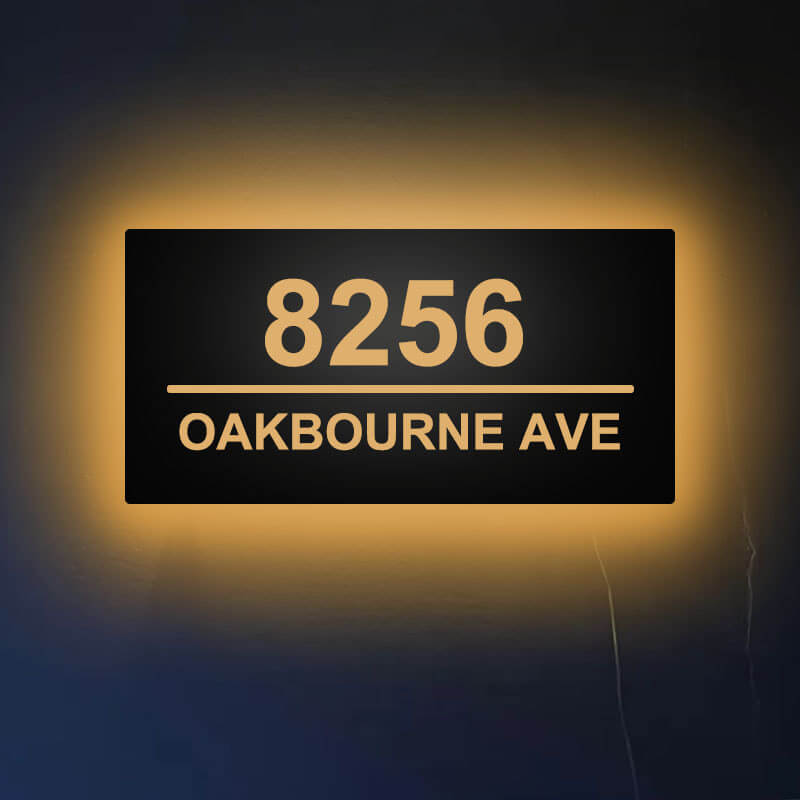 Large Rectangular Address Plaque for LED Backlit Numbers 