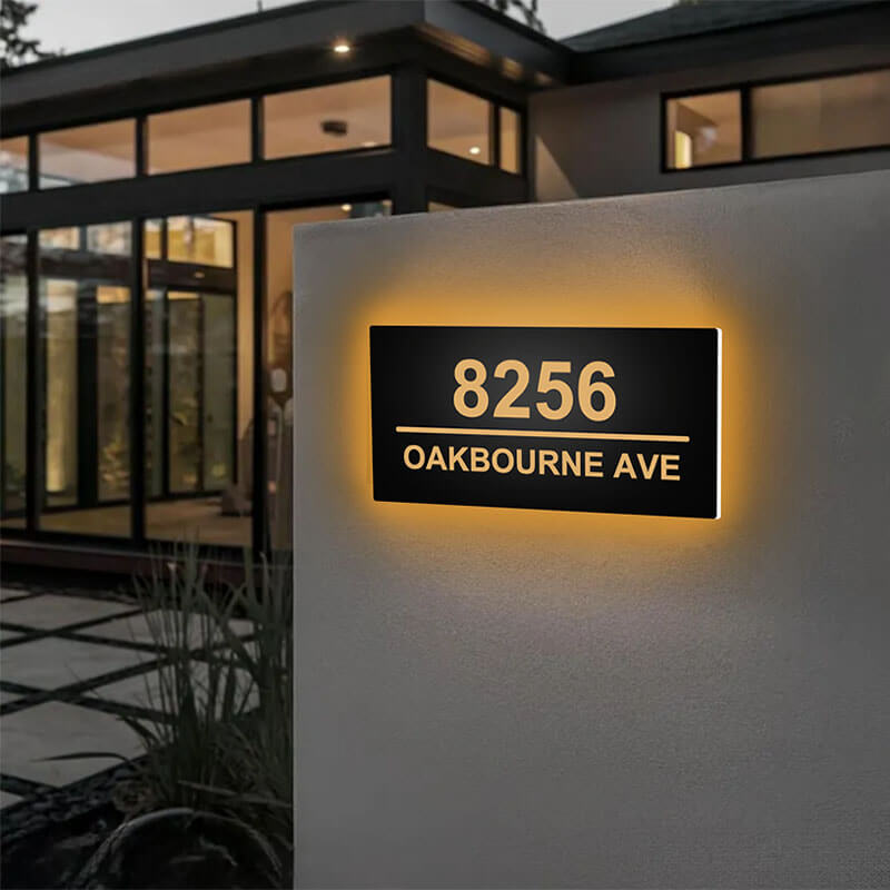 Light up House Numbers Address Number Led Light Box Horizontal Plaque