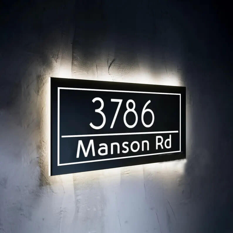 Light up House Numbers Address Number Led Light Box Horizontal Plaque