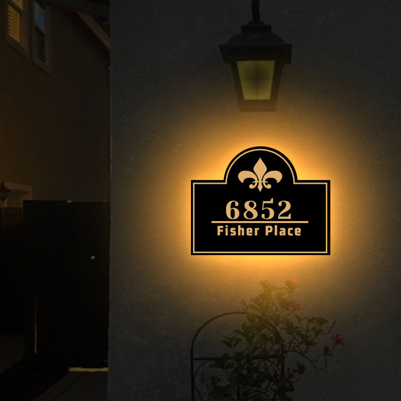 Lighted Address Plaque Outdoor Waterproof Lighted House Numbers Matte Black Metal House Numbers