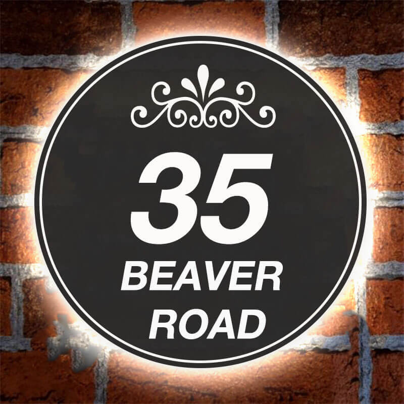 Lighted Address Signs Our illuminated address plaques are elegant and stylish. The design arrangements are versatile. 