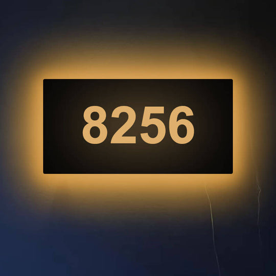 Lighted House Number Plaque Led Light up Horizontal Waterproof Exterior