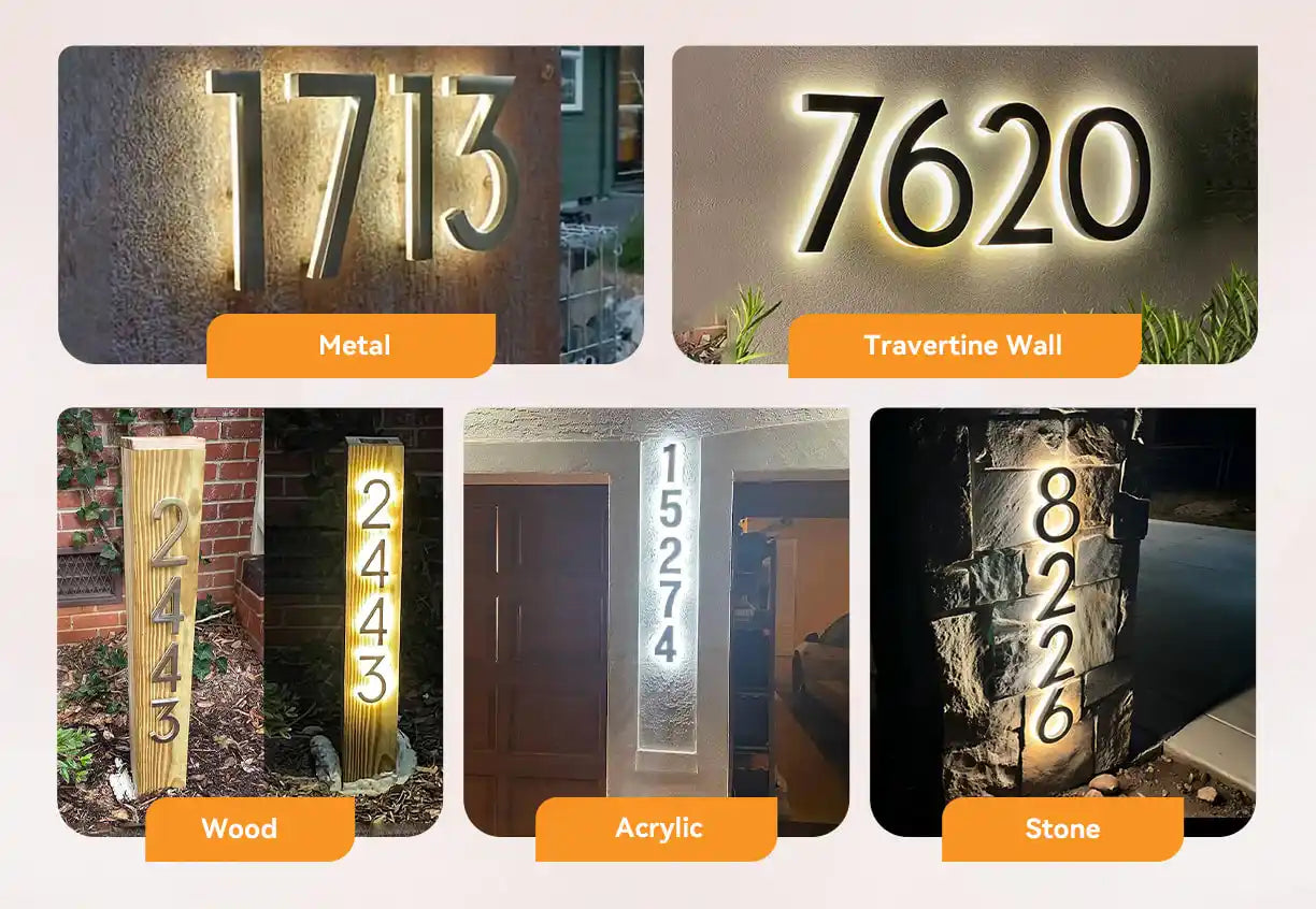 Backlit retail door numeral Glowing business entrance digit Radiant commercial doorway label