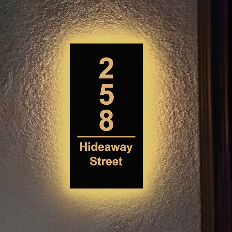 Metal Illuminated LED Lighted Letter Address Plaque House Number Sign