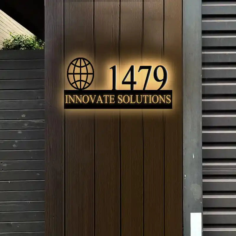 Modern Backlit Office Name Sign - Custom Logo & Text