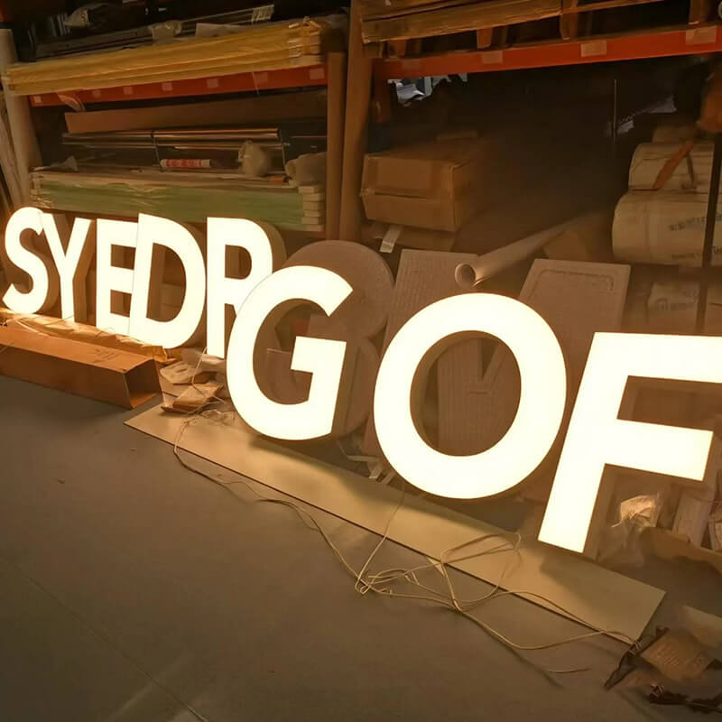 Modern front lit signs for retail store branding