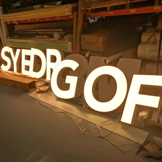 Modern front lit signs for retail store branding