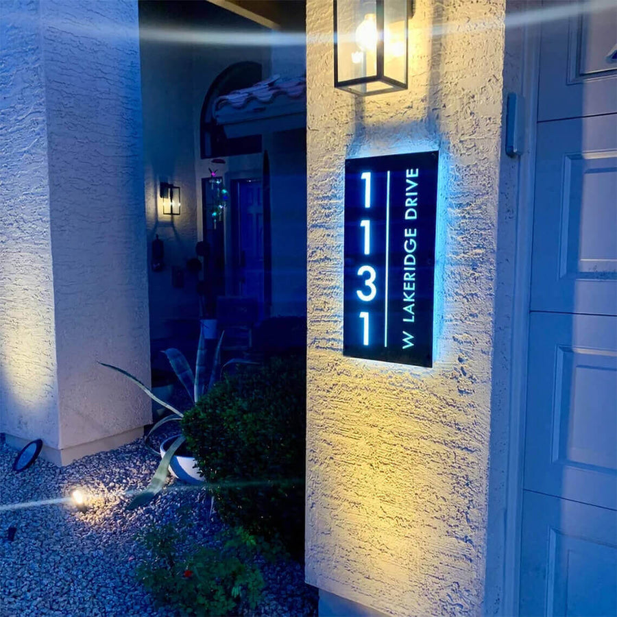 Led Address Numbers Sticker Solar LED House Numbers | Weatherproof Illuminated Address Signs ...