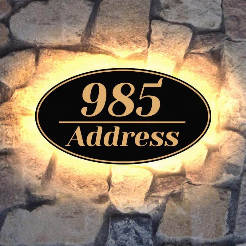 Oval metal address plaque Home Decorative custom Oval Lighted Address Plaque