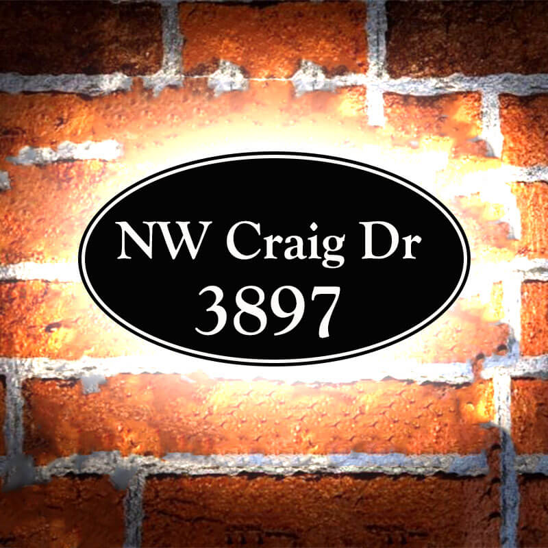 Solar Lighted Address Sign lluminated Address Plaque Oval Address Plaques & Signs