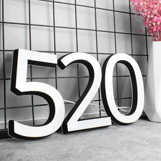 Stylish backlit house numbers light up address signs for outdoors