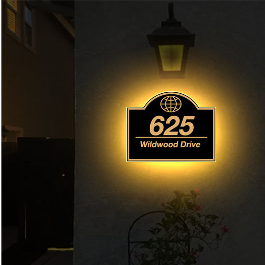 Stylish illuminated address signs Lighted Address Plaque Outdoor Waterproof House Numbers for Outside Personalized