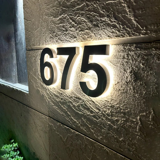 solar illuminated house number signs