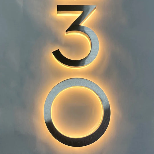 house number with light solar