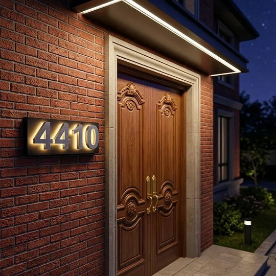 brushed-aluminum-backlit-house-numbers-with-warm-white-lighting-pre-installed-black-backplate