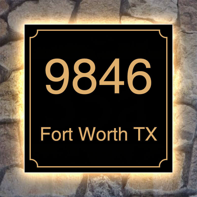 Square Address Icon Modern Square House Signs - Lighted Square Address Plaque ...