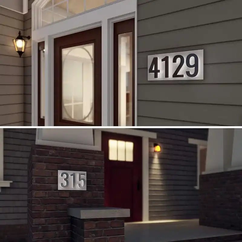 Modern Backlit House Numbers on Backplate Stylish Illuminated Address Signs Mounting Panel
