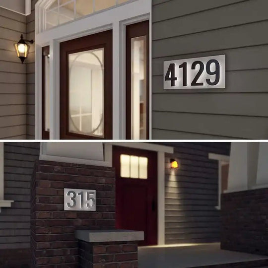Modern Backlit House Numbers on Backplate Stylish Illuminated Address Signs Mounting Panel