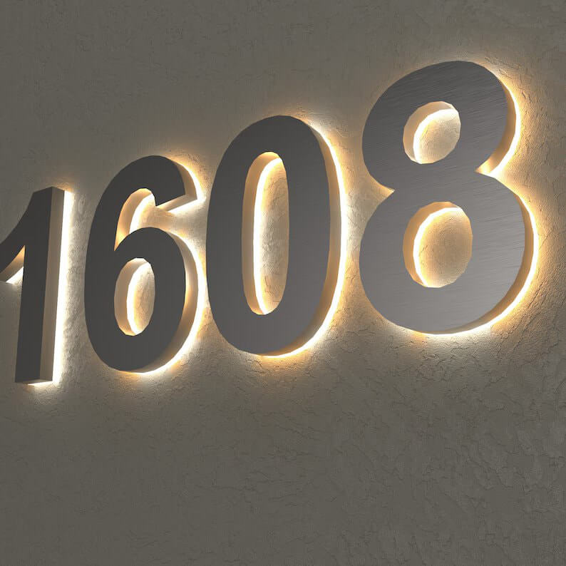 Modern House Numbers | Exterior Illuminated House Numbers ...