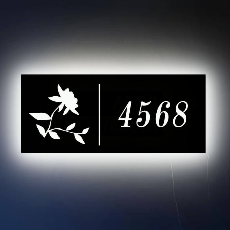 illuminated LED address plaque for outside, yard, street, house